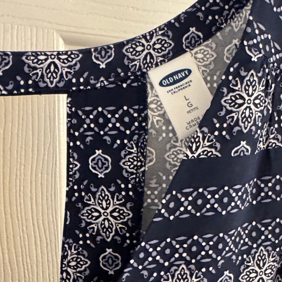 Old Navy Navy Blue & White Paisley Floral Sleeveless Shift Dress Petite Large L - Picture 4 of 5
